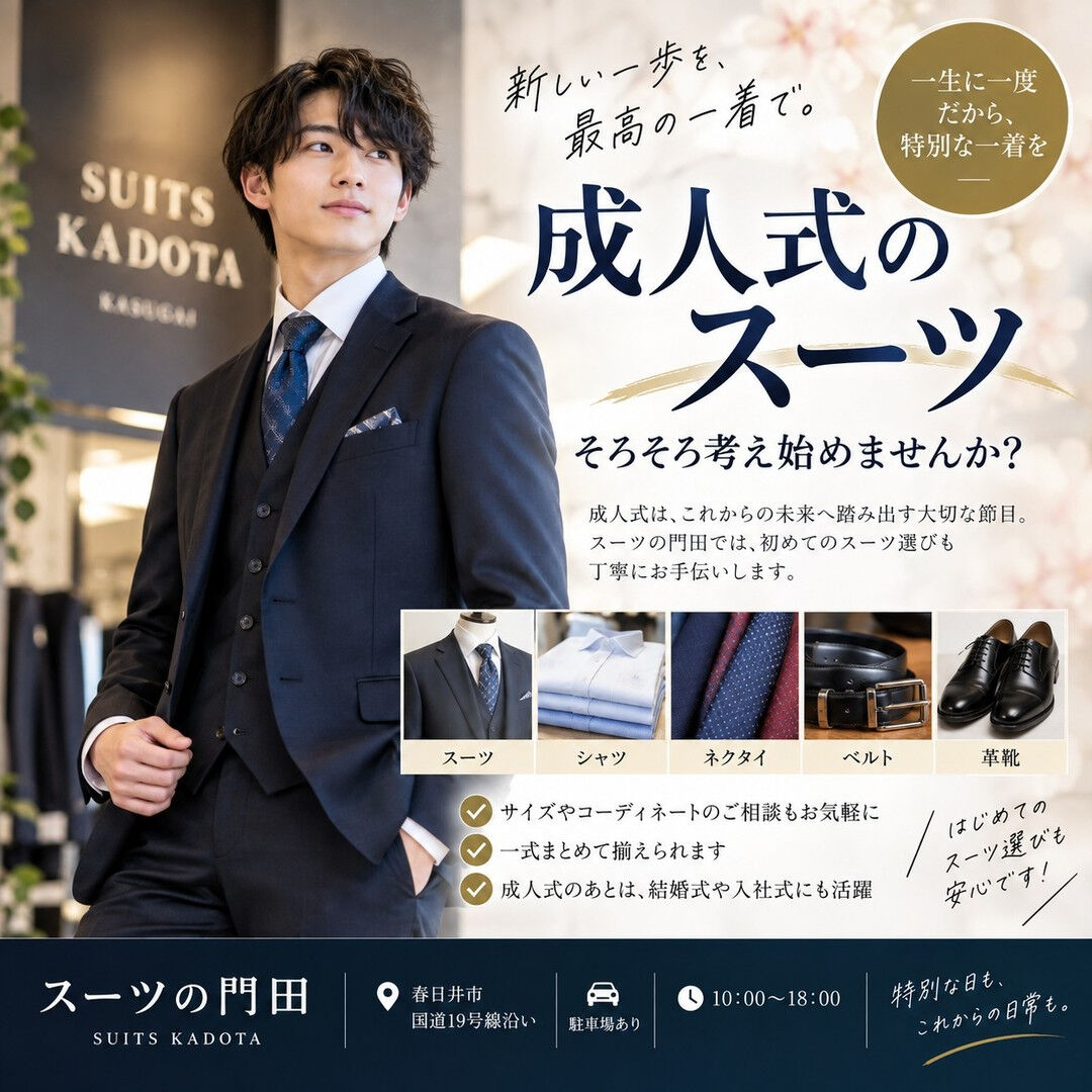 【成人式のスーツ、そろそろ考え始めませんか？】